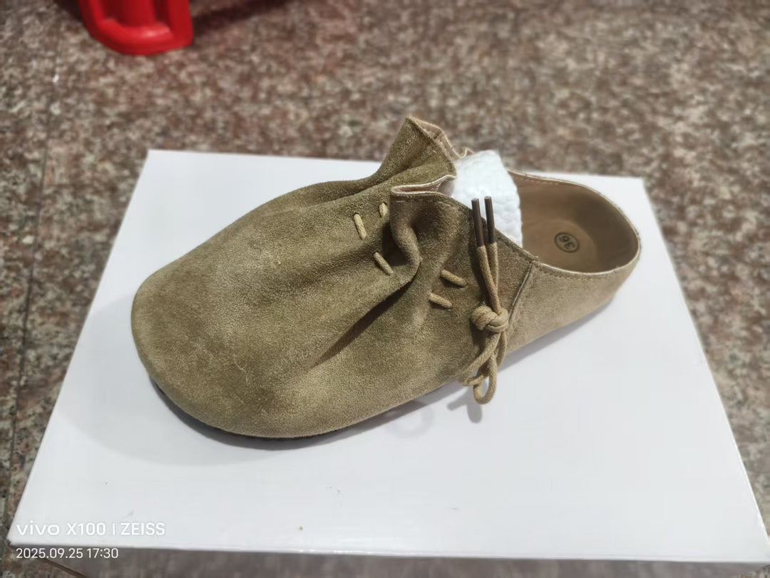Ladies nan padded velour slip-on with teddy insole, soft insole and decorative lacing Mune Fashion