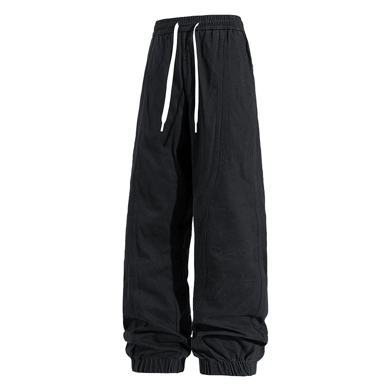 Men's Oversized Utility Jogging Pants made of sturdy cotton blend with drawstring waistband, side cargo pockets & ribbed cuffs Mune Fashion