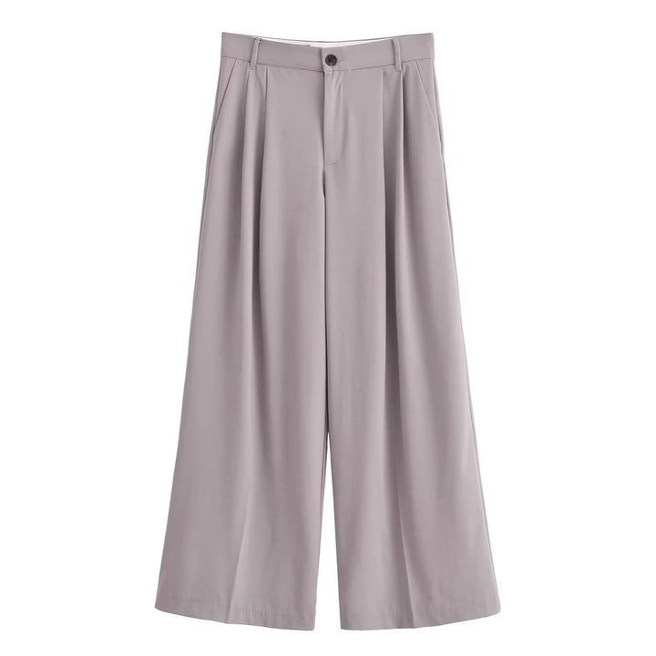 Ladies Wide Pleated Palazzo Trousers with High Waist Mune Fashion