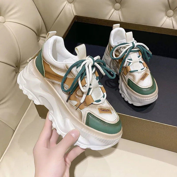 Women's Fashionable Chunky Sneakers with Breathable Mesh Upper and Sturdy Profile Mune Fashion