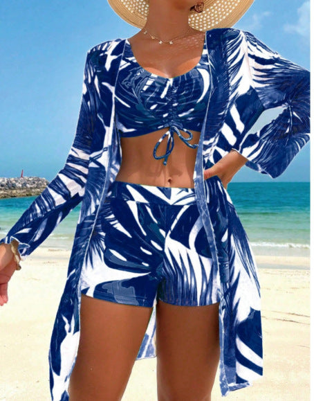 Ladies Stylish Beach Combo Set with Leaf Design Mune Fashion