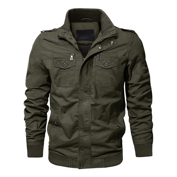 Men's Canvas Field Blouson in Aviator Style with Ribbed Hem and Flap Pockets Mune Fashion