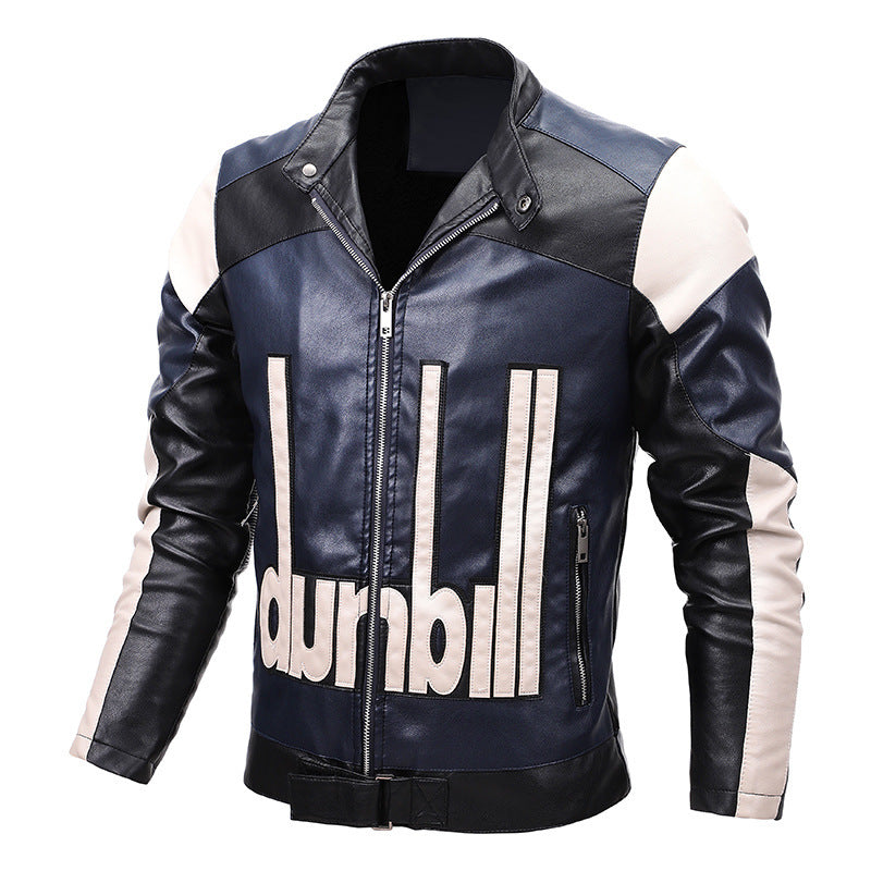 Men's biker jacket made of synthetic leather with distinctive logo application and tailored cut Mune Fashion
