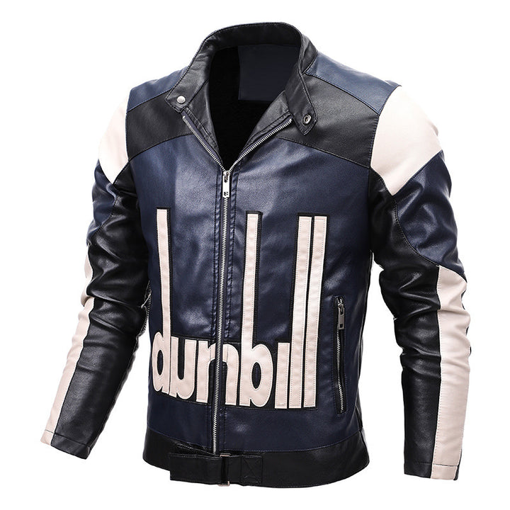 Men's biker jacket made of synthetic leather with distinctive logo application and tailored cut Mune Fashion