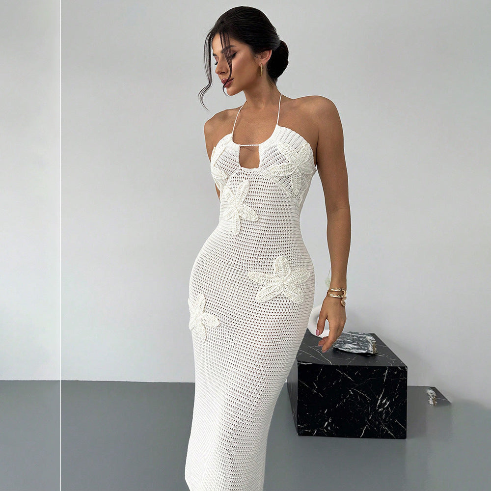 Women Crochet Maxi Dress with Floral Design Mune Fashion