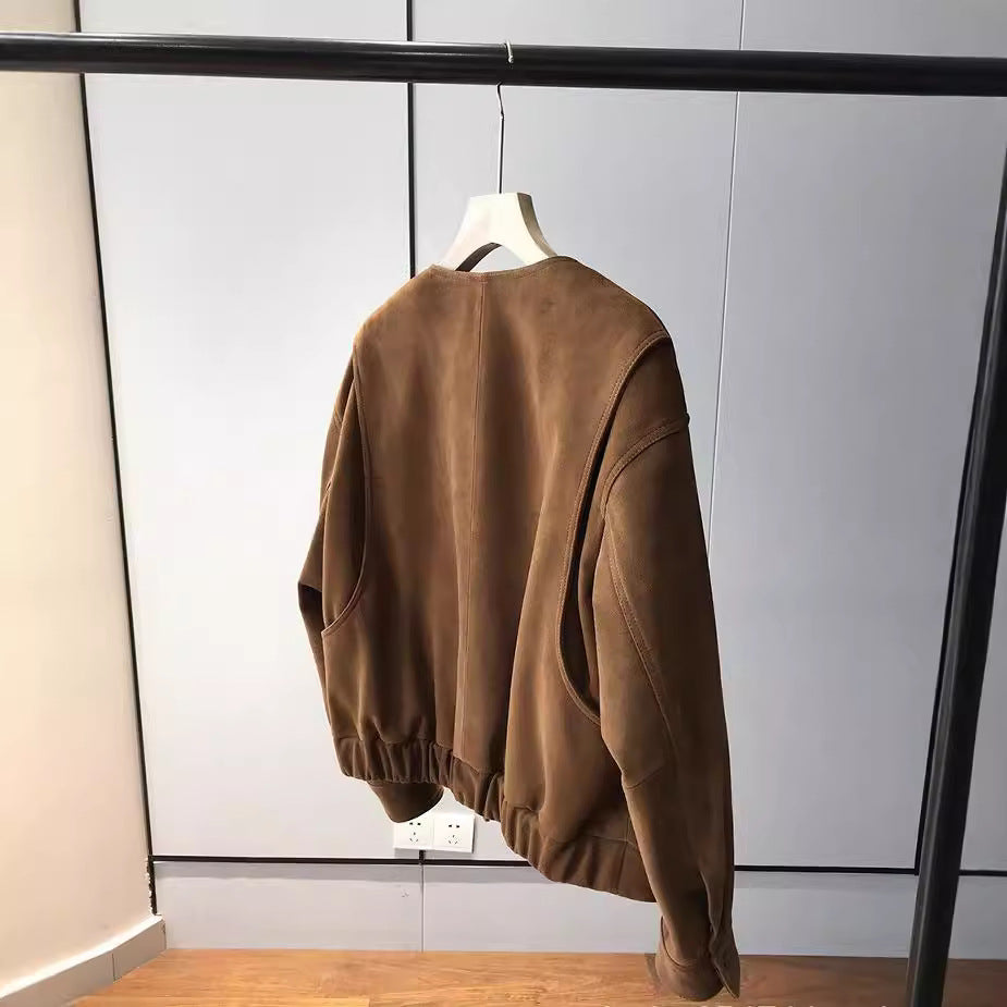 Women Fashionable and Casual Suede Jacket Mune Fashion