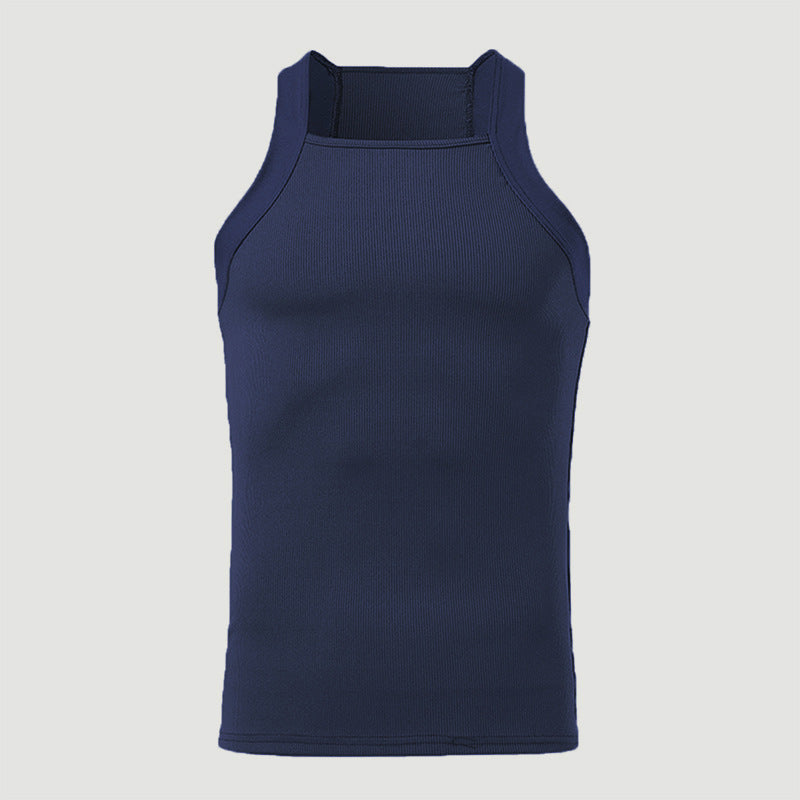 Women's form-fitting ribbed top with high round neckline and wide straps Mune Fashion