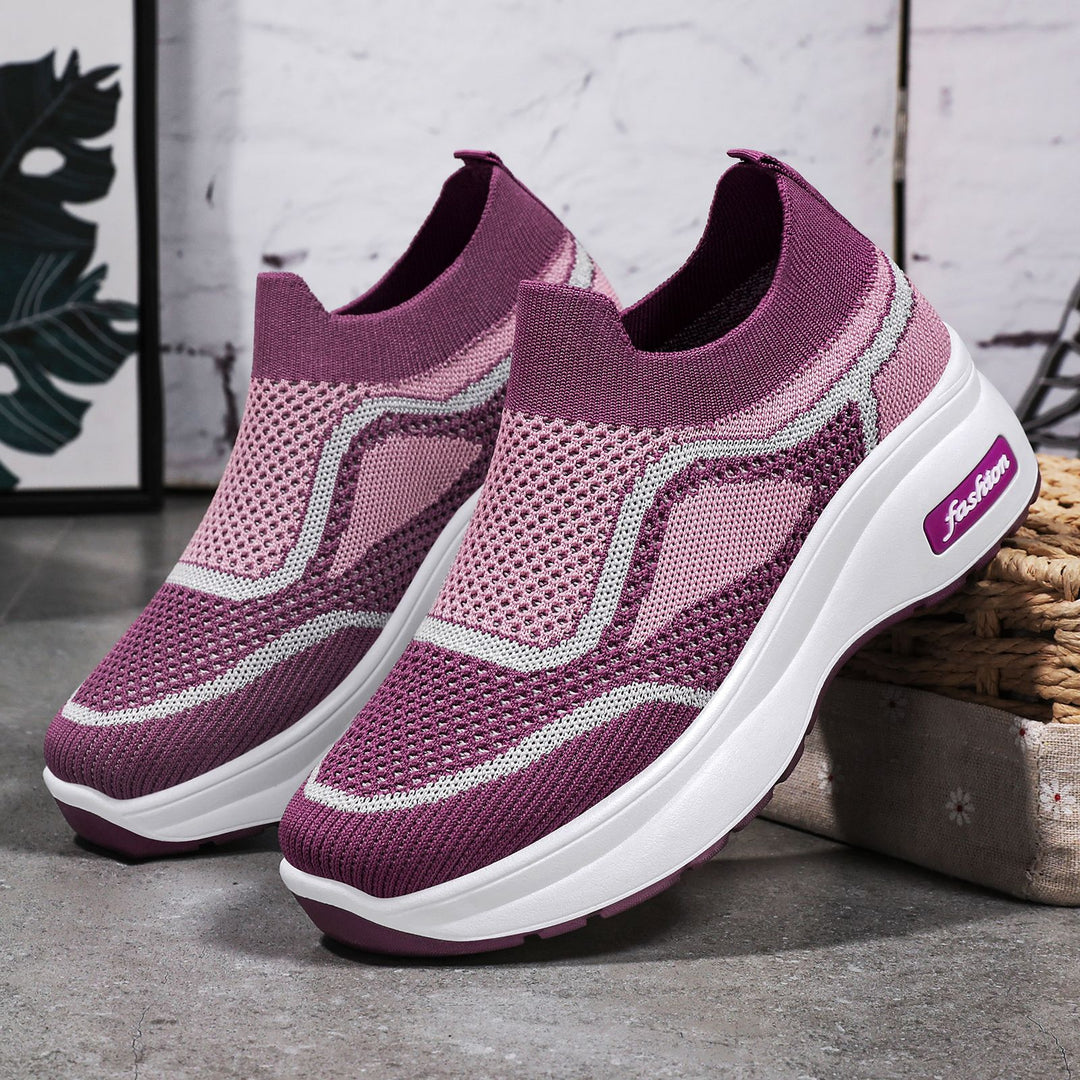 Women nan ultra-lightweight knit slip-on with ergonomic wedge sole and removable comfort insole compartment Mune Fashion