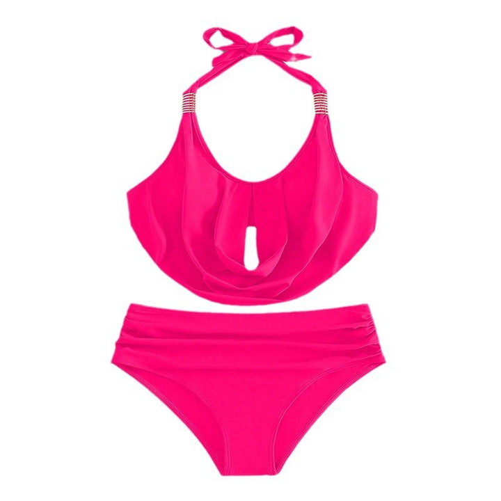 Women's One-Piece Swimsuit with Elegant Draping and Golden Accent Mune Fashion