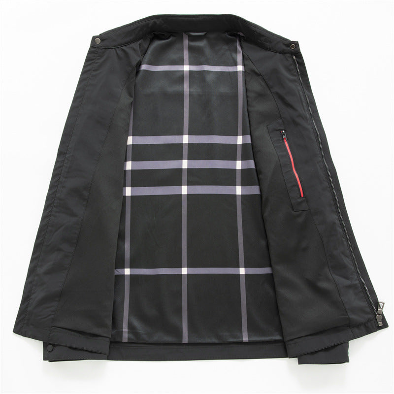 Men's Lightweight Wind and Water Resistant Casual Zip Jacket with Shirt Collar, Chest and Side Pockets Mune Fashion