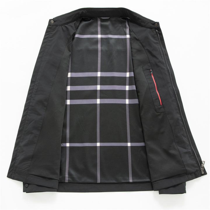 Men's Lightweight Wind and Water Resistant Casual Zip Jacket with Shirt Collar, Chest and Side Pockets Mune Fashion