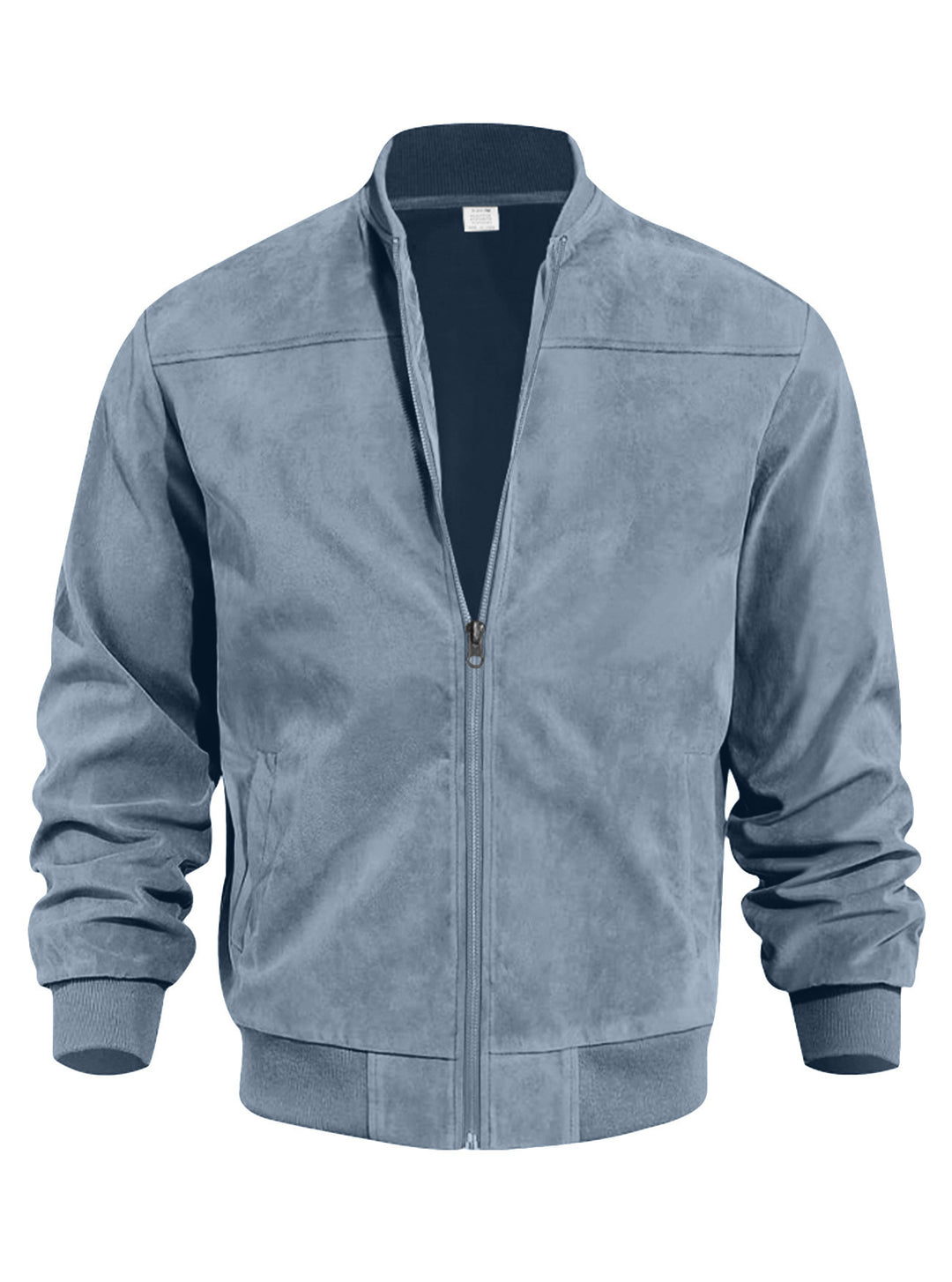 Men's suede bomber jacket with stand-up collar, ribbed cuffs, and full zip Mune Fashion