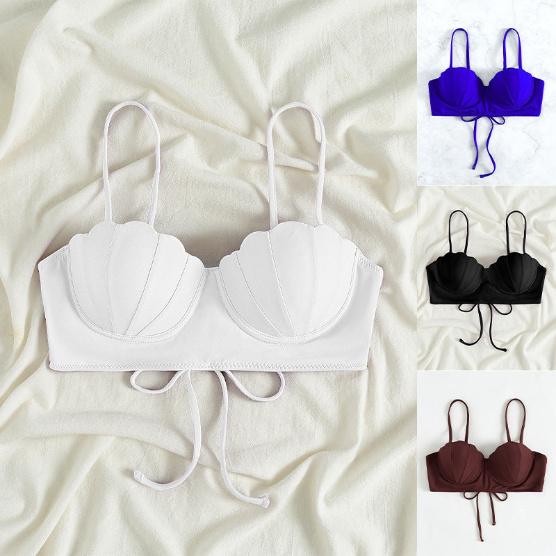 Women's bikini top with structured shell look and elegant knot Mune Fashion