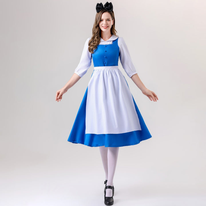 Women nan vintage apron dress with tailored cut and stand-up collar Mune Fashion