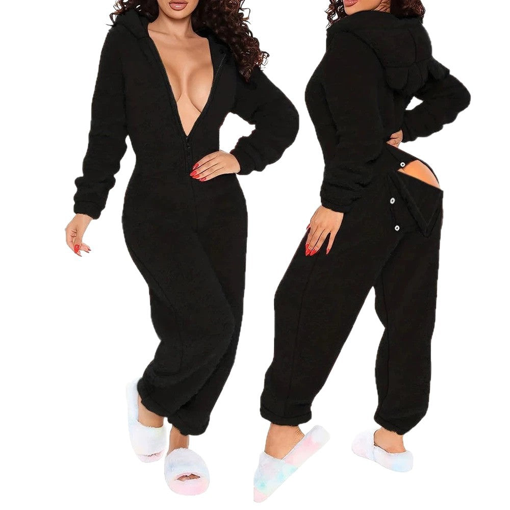 Women's Fluffy One-Piece with Hood Mune Fashion