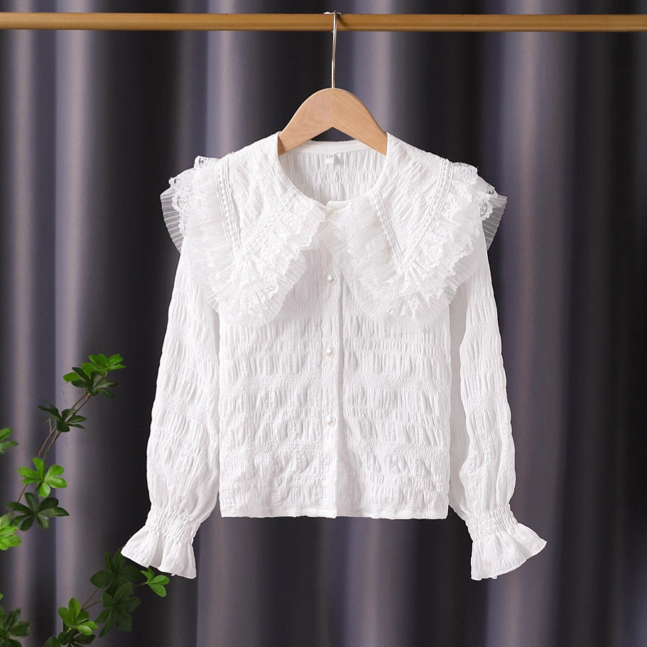 Women’s blouse with voluminous ruffled collar Mune Fashion