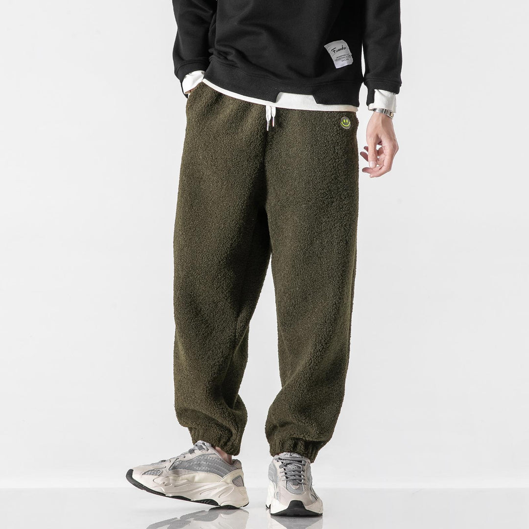 Men's Teddy Fleece Jogging Pants with Elastic Waistband, Drawstring, and Cuffs Mune Fashion