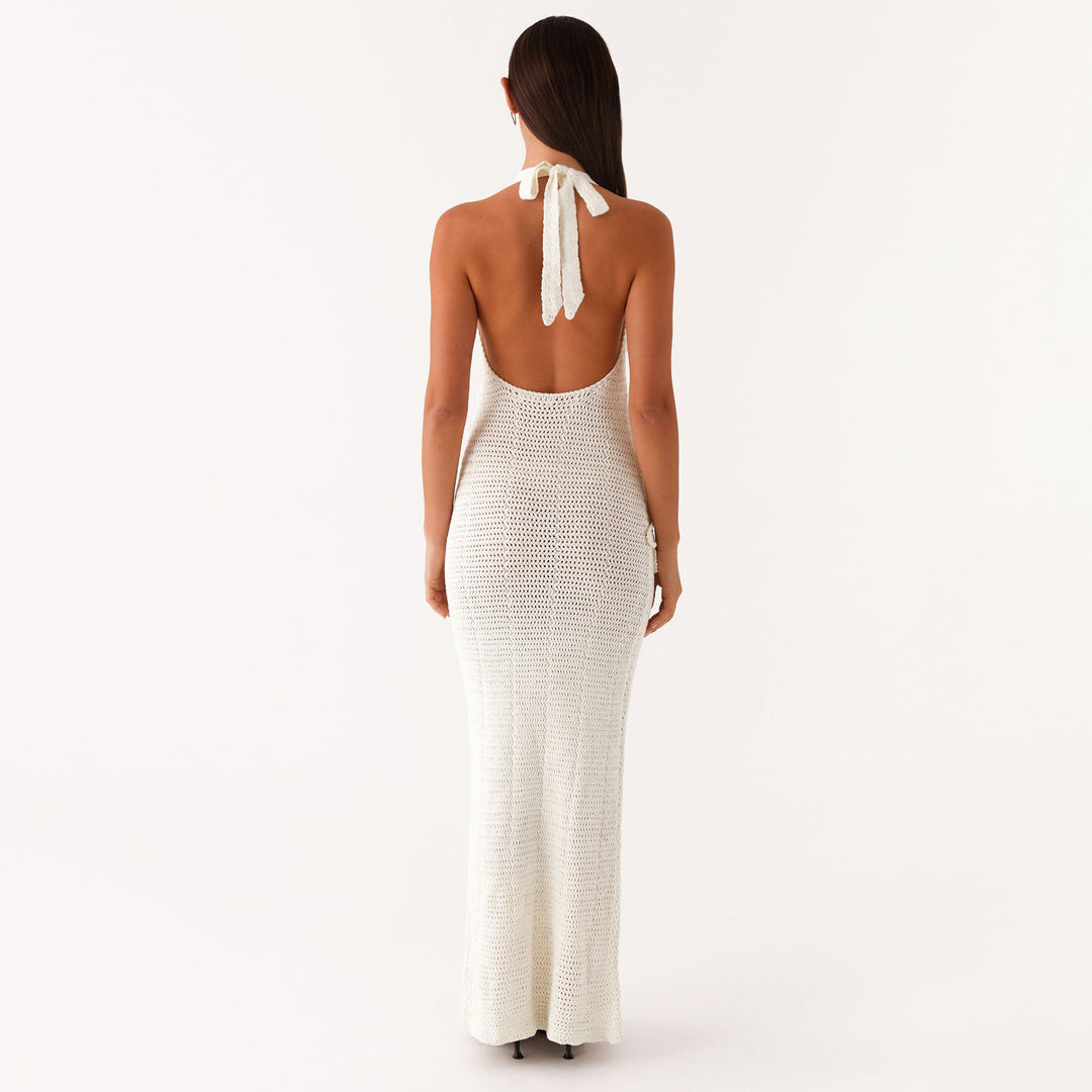Women's crochet maxi dress with floral design Mune Fashion