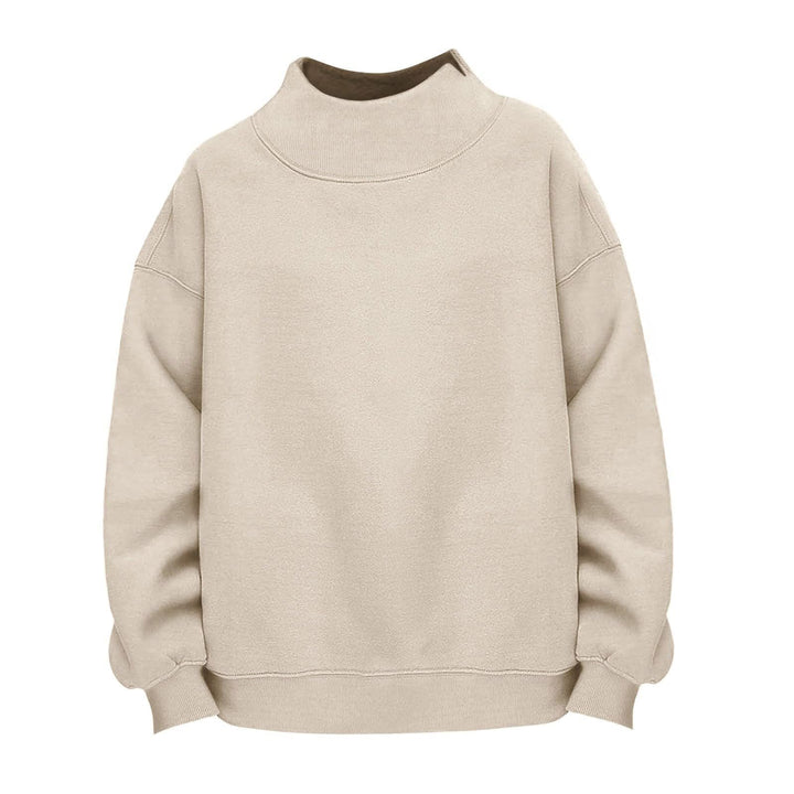 Women Casual Funnel-Neck Sweatshirt in Oversized Cut with Dropped Shoulder Mune Fashion