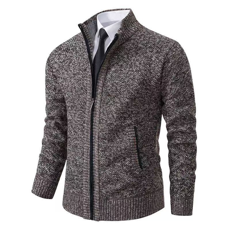 Men's knitted jacket with stand-up collar and concealed zipper Mune Fashion