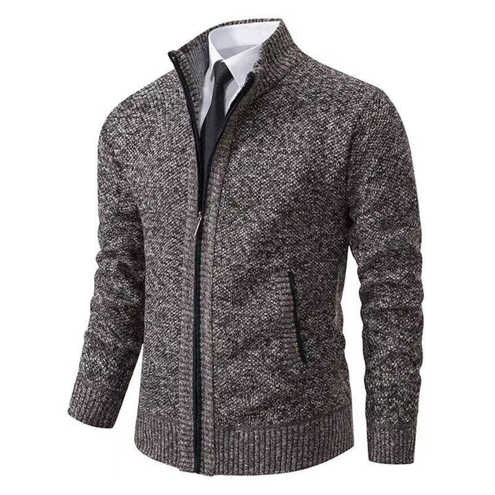 Men's knitted jacket with stand-up collar and concealed zipper Mune Fashion