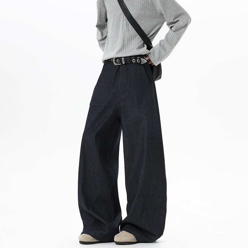 Women's Wide High Waist Denim Pants with Extra Wide Leg and Patch Front Pockets Mune Fashion