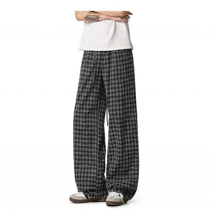 Women's Wide Cut Checkered Pants Mune Fashion