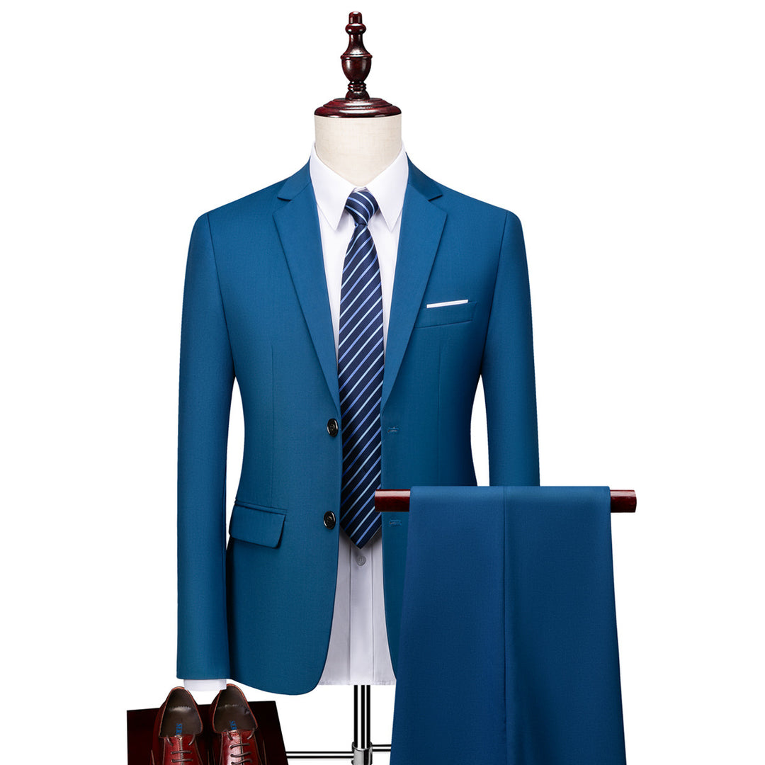 Men's Slim Fit Single-Breasted Suit Set with One-Button Blazer, Slim Suit Pants with Crease and Elastic Stretch Fabric Mune Fashion