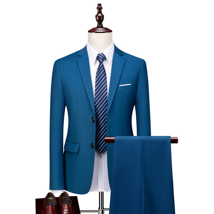 Men's Slim Fit Single-Breasted Suit Set with One-Button Blazer, Slim Suit Pants with Crease and Elastic Stretch Fabric Mune Fashion