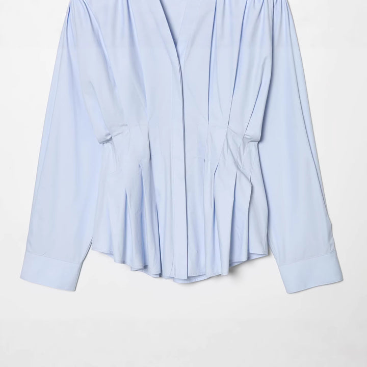 Women's oversized shirt blouse with tailored pleat look and concealed buttons Mune Fashion