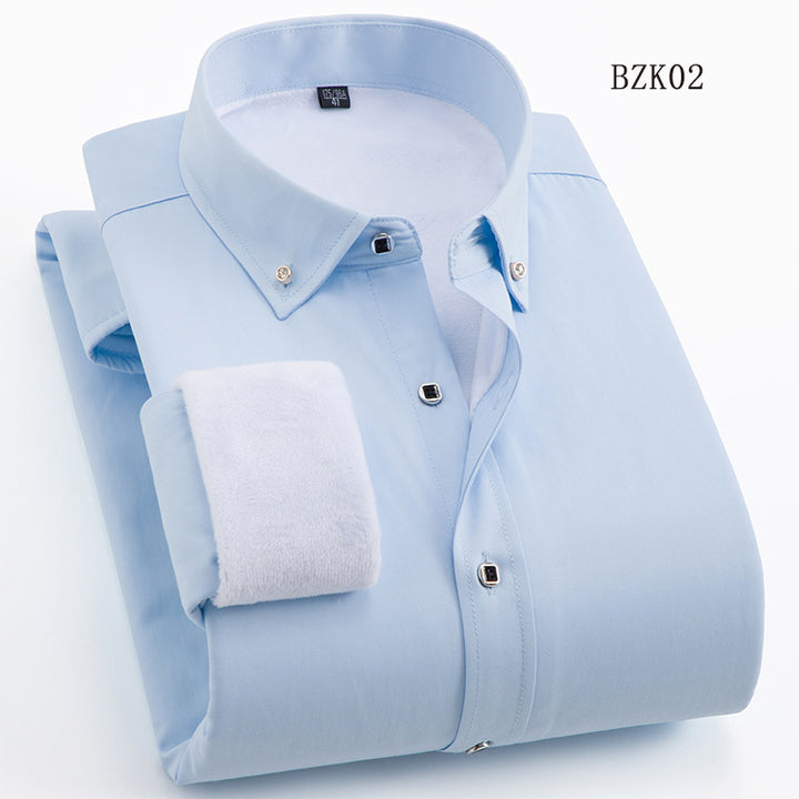 Men's Padded Business Shirt with Thermofleece Inner Side and Button-Down Collar Mune Fashion