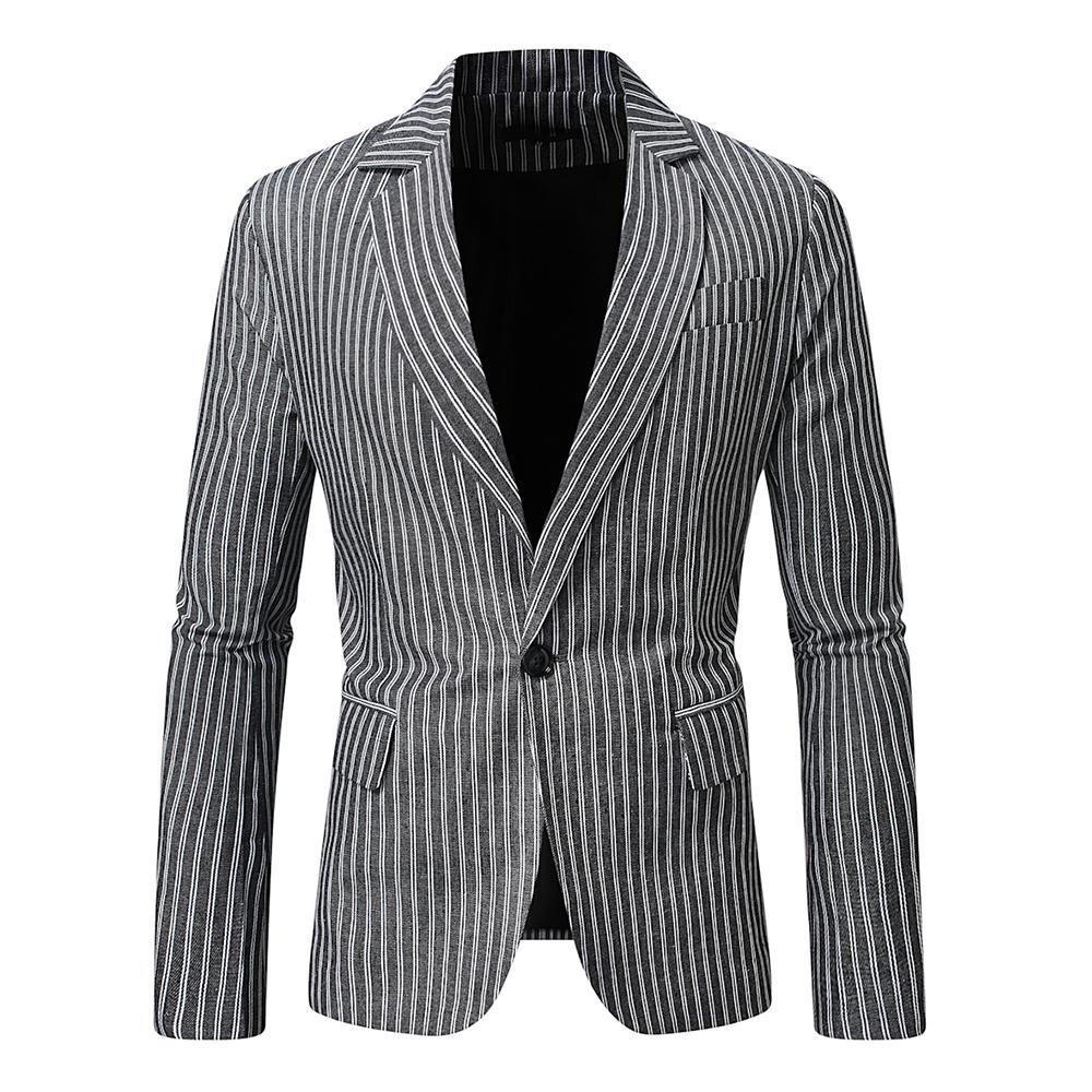Men's nano striped Slim-Fit blazer with narrow lapels and single-button Mune Fashion