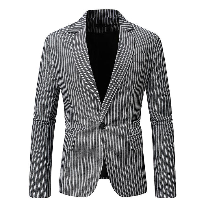 Men's nano striped Slim-Fit blazer with narrow lapels and single-button Mune Fashion