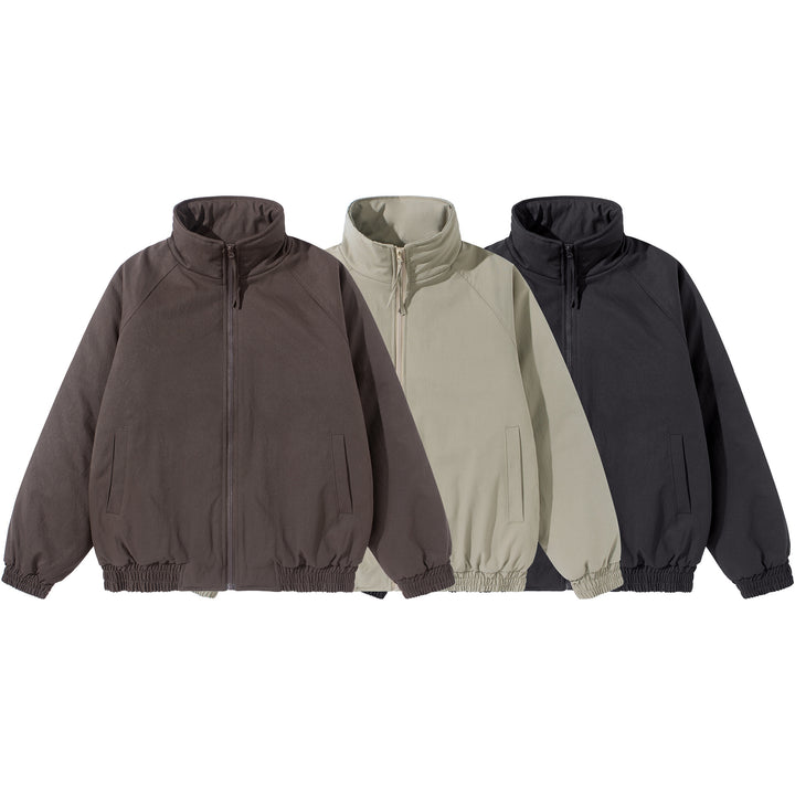 Unisex Short Cut Boxy Stand Collar Blouson with Elastic Hem and Concealed Side Pockets Mune Fashion