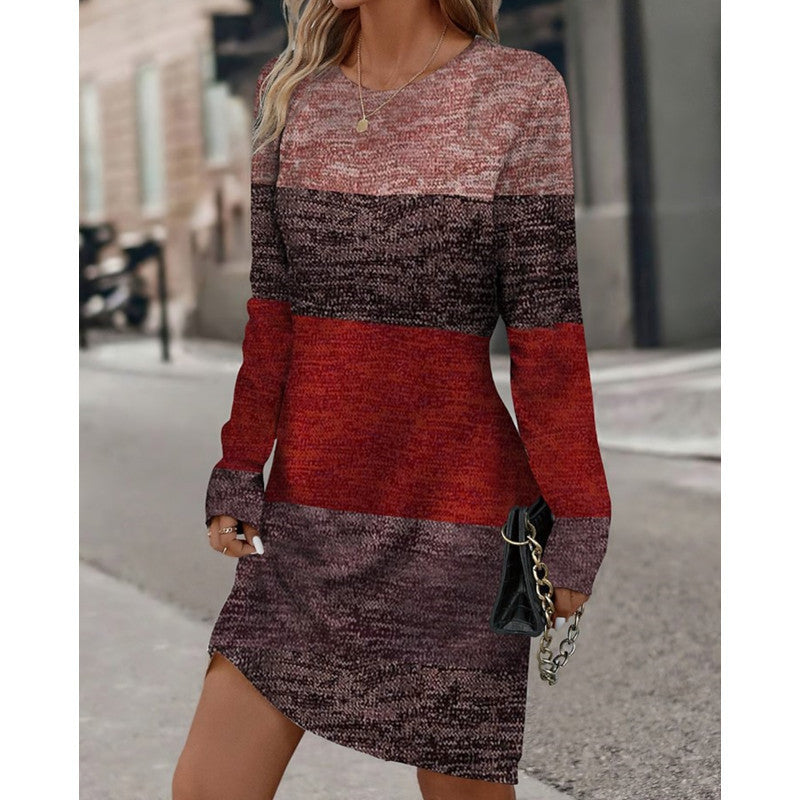 Women's Knit Dress with Fashionable Structured Pattern and Casual Cut Mune