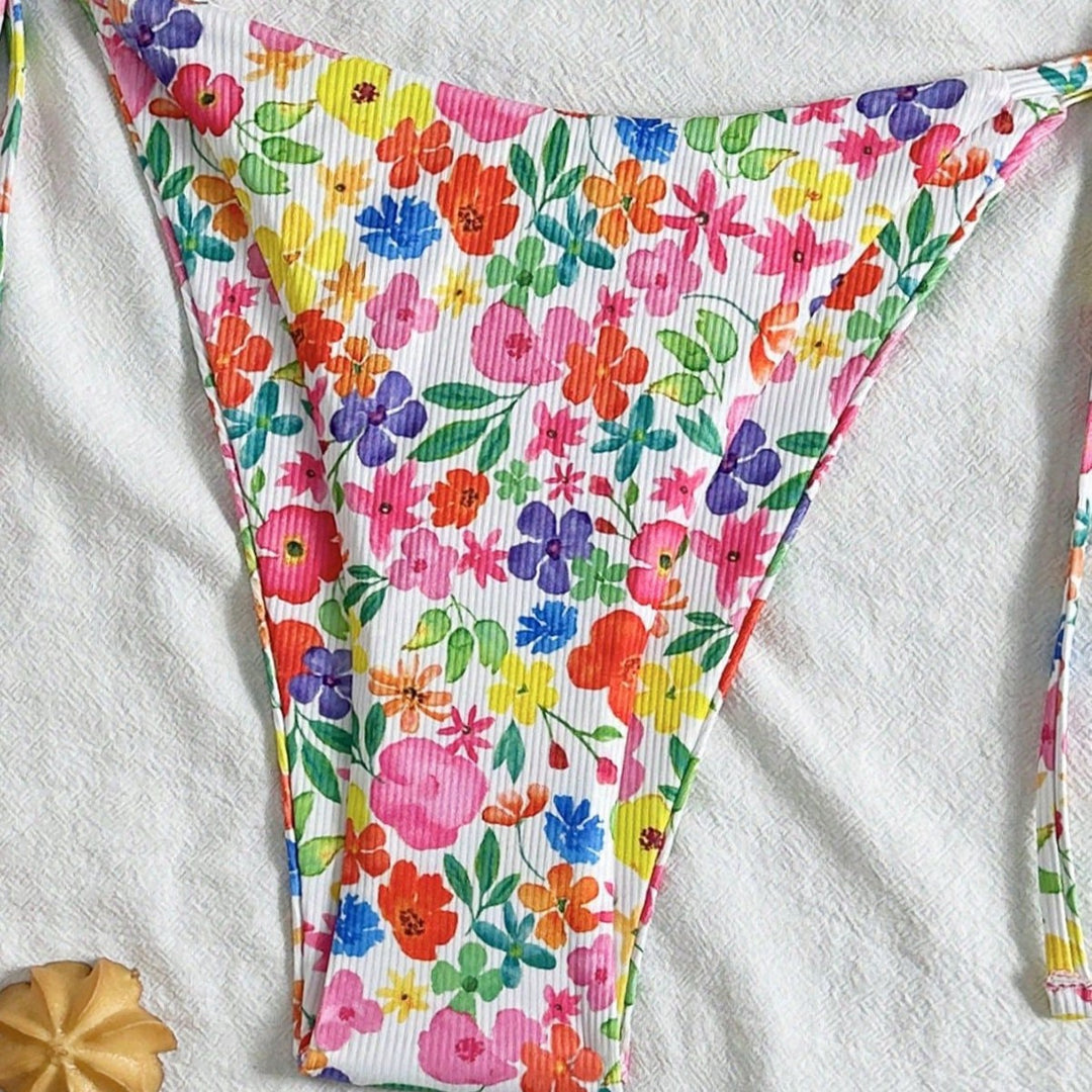 Women’s Triangle Bikini with Colorful Floral Design Mune Fashion