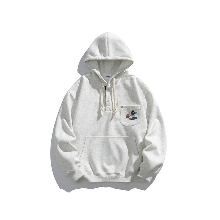 Unisex Hooded Hoodie in Henley Style with Chest Pocket & Kangaroo Pocket Mune Fashion
