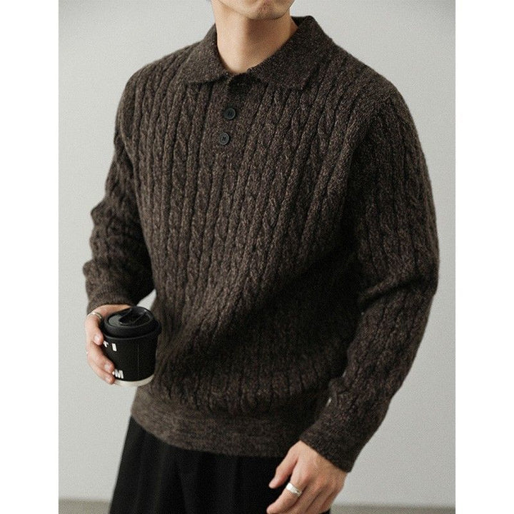 Men's Comfortable Chunky Knit Sweater with Button Placket Mune Fashion