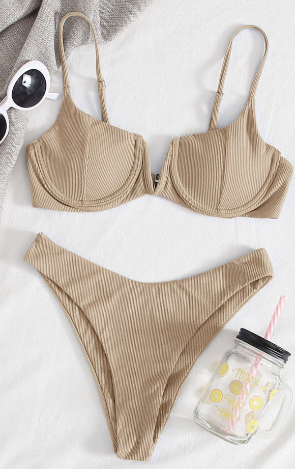 Women Push-Up Bikini Set with Elegant Ribbed Design Mune Fashion