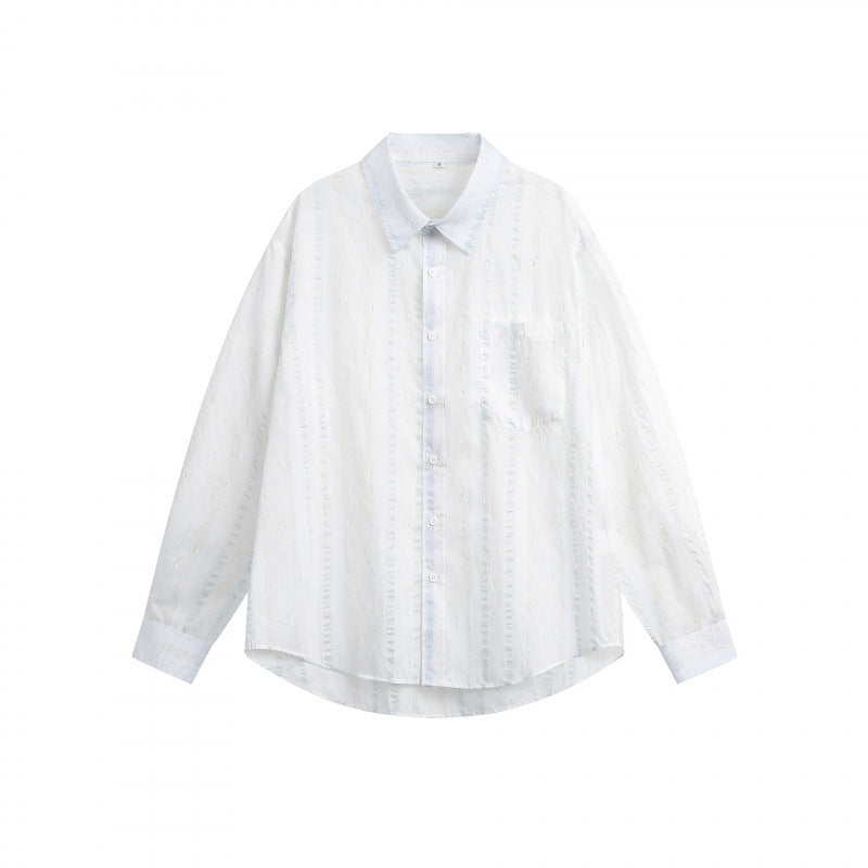 Unisex Lightweight Oversized Shirt made of Structured Blend with Chest Pocket and Rounded Hem Mune Fashion