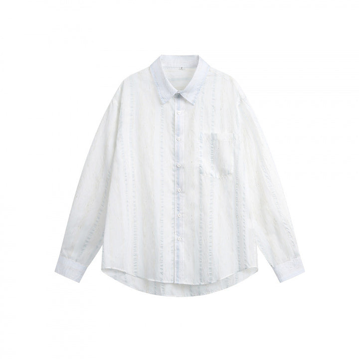 Unisex Lightweight Oversized Shirt made of Structured Blend with Chest Pocket and Rounded Hem Mune Fashion