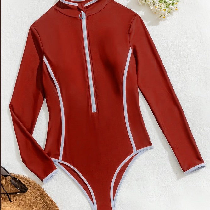 Women's swimsuit with long sleeve and stylish zipper Mune Fashion