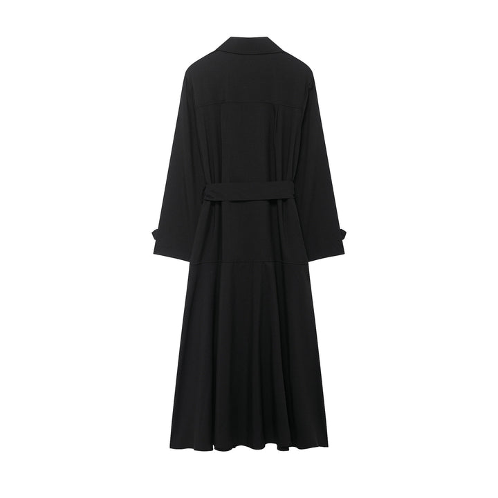 Women's Maxi Trench with figure-flattering tie belt and double button placket Mune Fashion