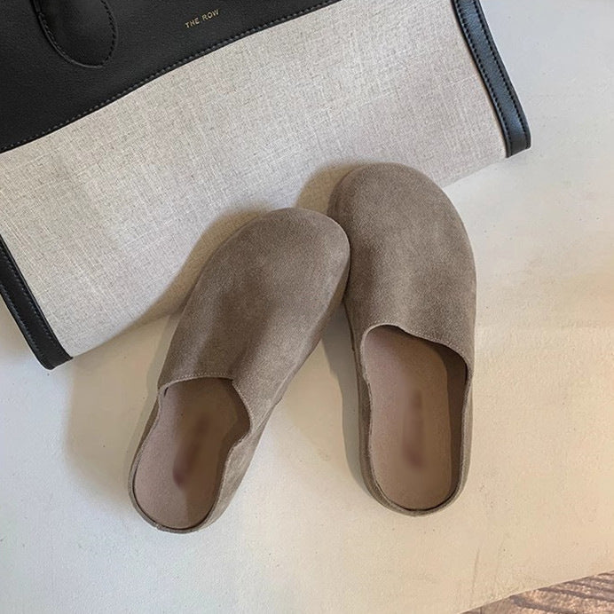 Women's Closed Velvet Leather Slide Sandal with Padded Comfort Footbed Mune Fashion
