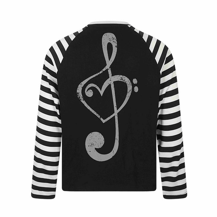 Unisex Long-Sleeve Raglan Longsleeve with Music Print and Striped Sleeves Mune Fashion