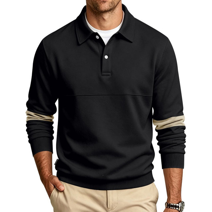 Men's polo shirt sweater with chest seam and contrast stripes on the sleeves Mune Fashion