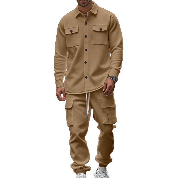 Men's Cargo Set with Casual Shirt and Elastic Pants Mune