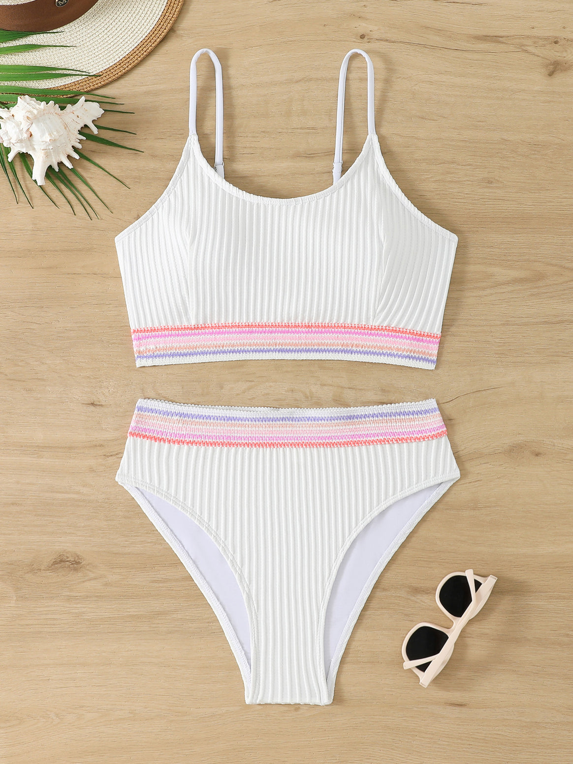 Women's bikini set with wide elastic band and ribbed structure Mune Fashion