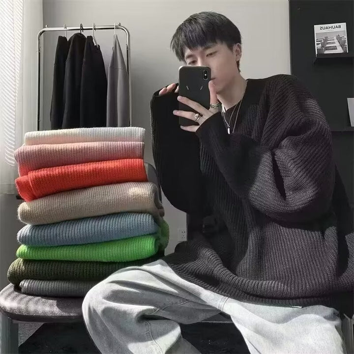Men's chunky knit sweater with round neckline and casual fit Mune Fashion
