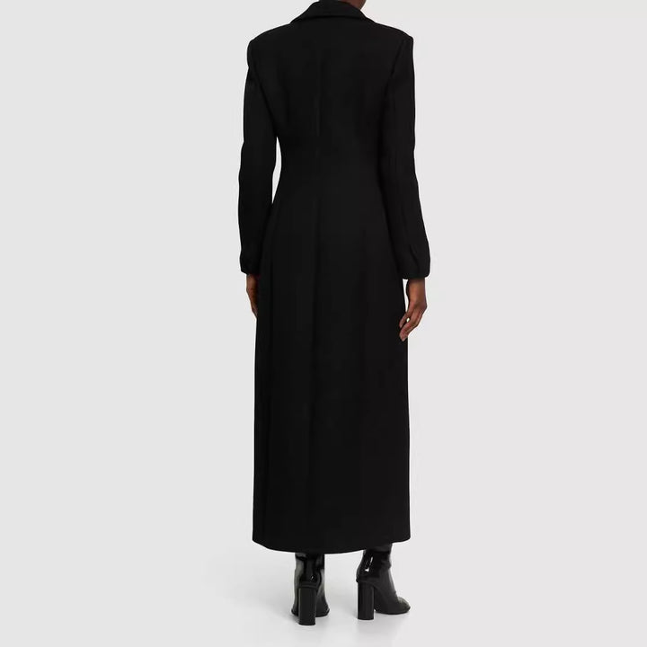 Women's Tailored Longline Coat with Notched Lapel and Single-Breasted Cut Mune Fashion